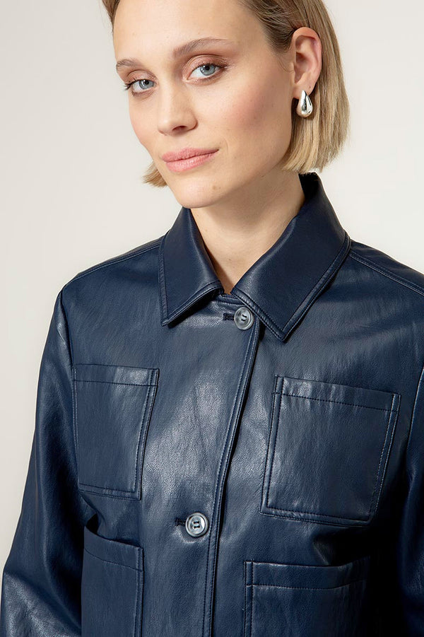 Jacke in veganem Leder | Navy