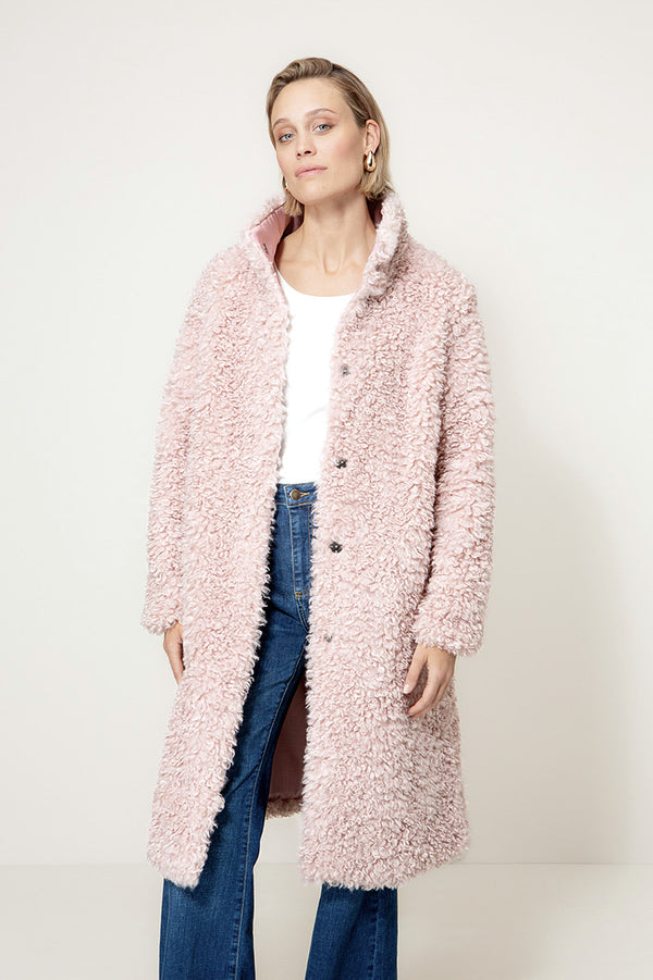 Mantel in Fake Fur | Mauve