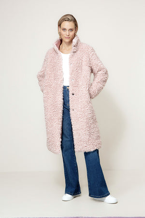 Mantel in Fake Fur | Mauve