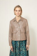 Jacket in vegan lether | Taupe