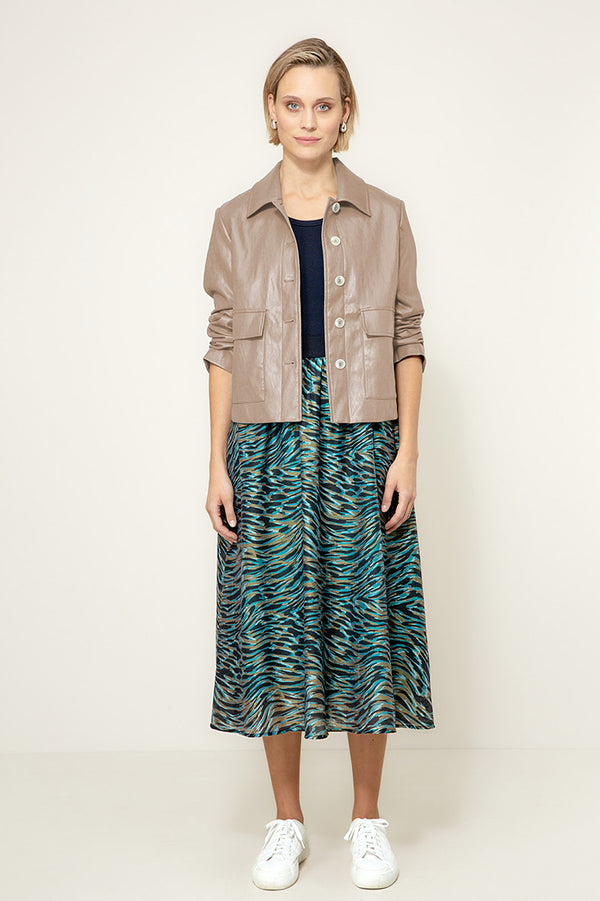 Jacket in vegan lether | Taupe
