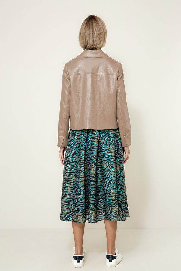 Jacket in vegan lether | Taupe