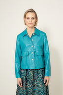 Jacke in veganem Leder | Teal