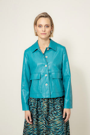 Jacke in veganem Leder | Teal
