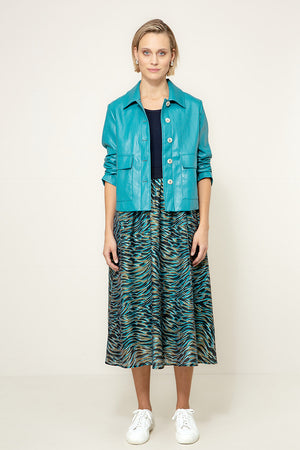 Jacke in veganem Leder | Teal