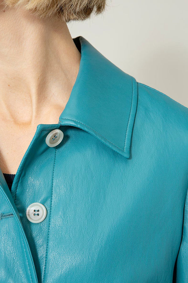 Jacke in veganem Leder | Teal