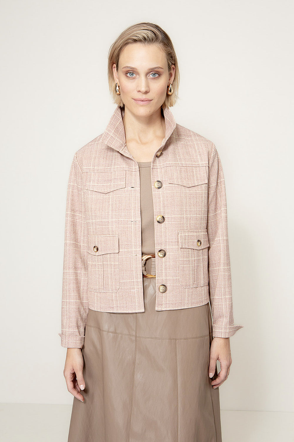 Karrierte Jacke in Heavy Jersey | Mauve