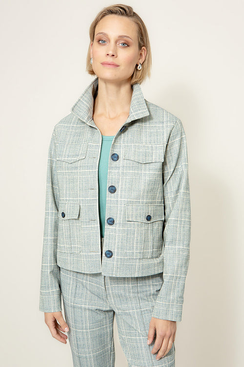 Karrierte Jacke in Heavy Jersey | Teal