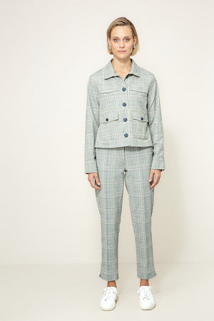 Karrierte Jacke in Heavy Jersey | Teal