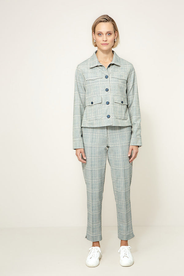 Karrierte Jacke in Heavy Jersey | Teal