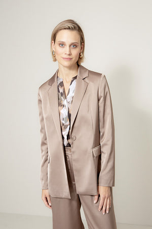 Blazer in Satin | Taupe