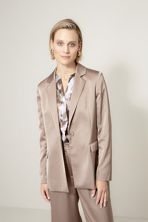 Blazer in Satin | Taupe