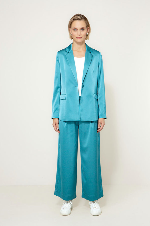 Blazer in Satin | Teal