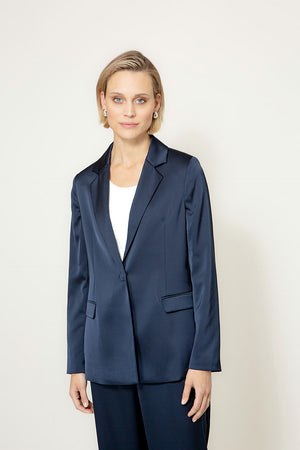 Blazer in Satin | Navy