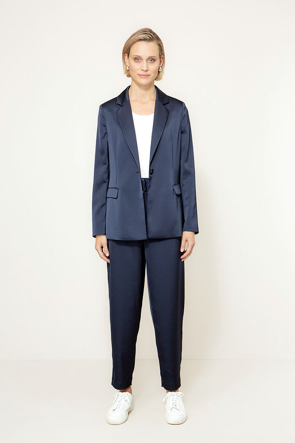 Blazer in Satin | Navy