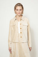 Jersey corduroy jacket | Sand