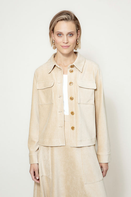 Jersey corduroy jacket | Sand
