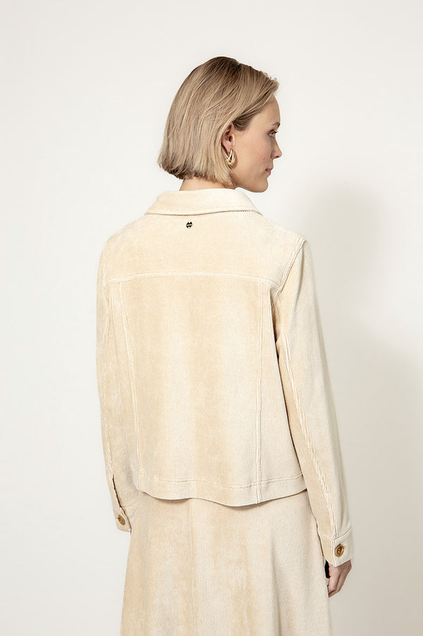 Jersey corduroy jacket | Sand