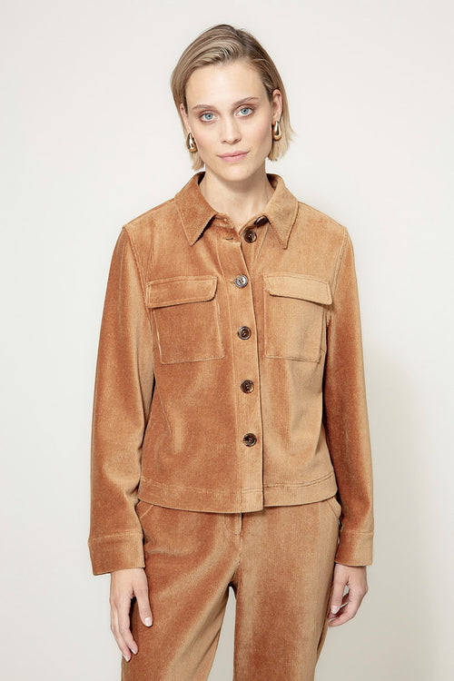 Jersey corduroy jacket | Cognac