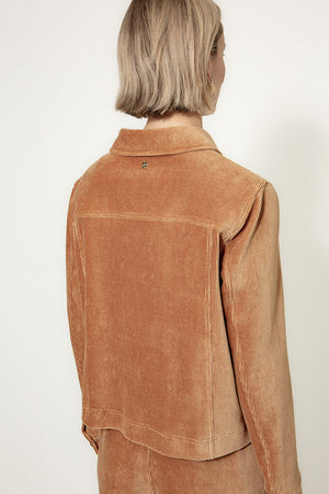Jersey corduroy jacket | Cognac