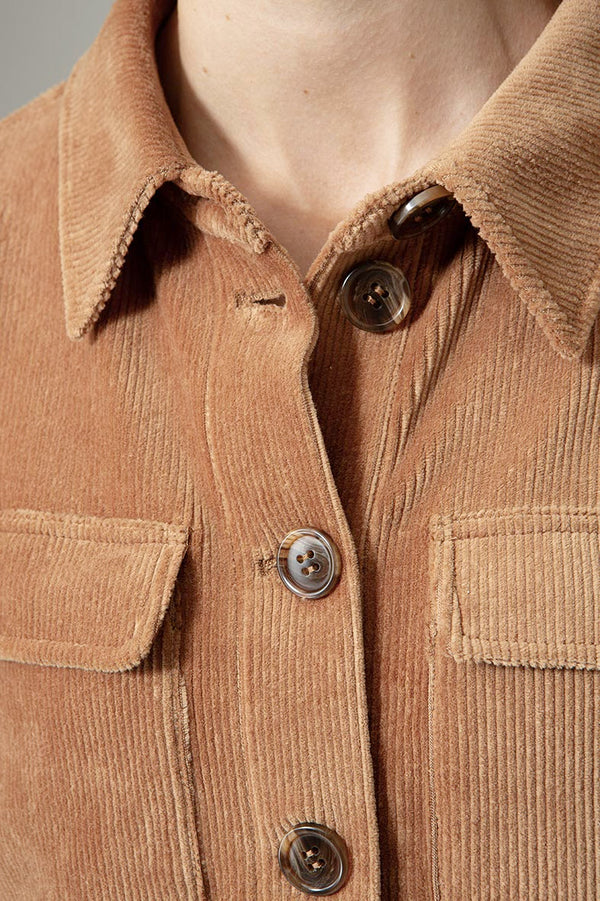 Jersey corduroy jacket | Cognac