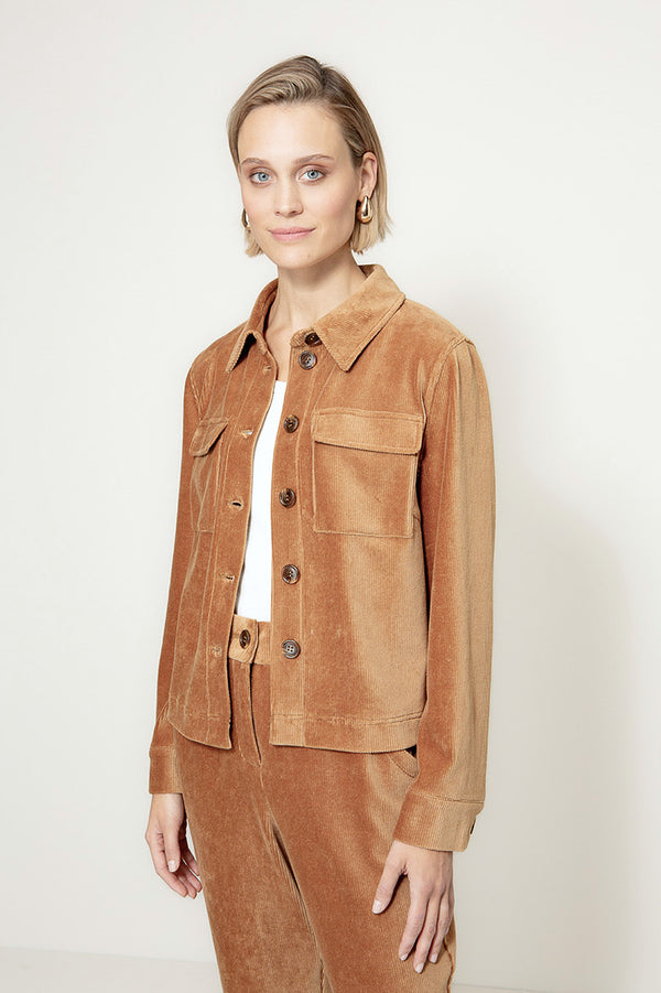 Jersey corduroy jacket | Cognac