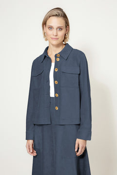 Jacke in Jersey Cord | Navy