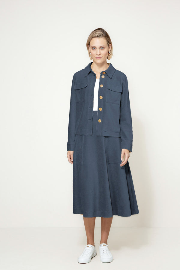 Jacke in Jersey Cord | Navy
