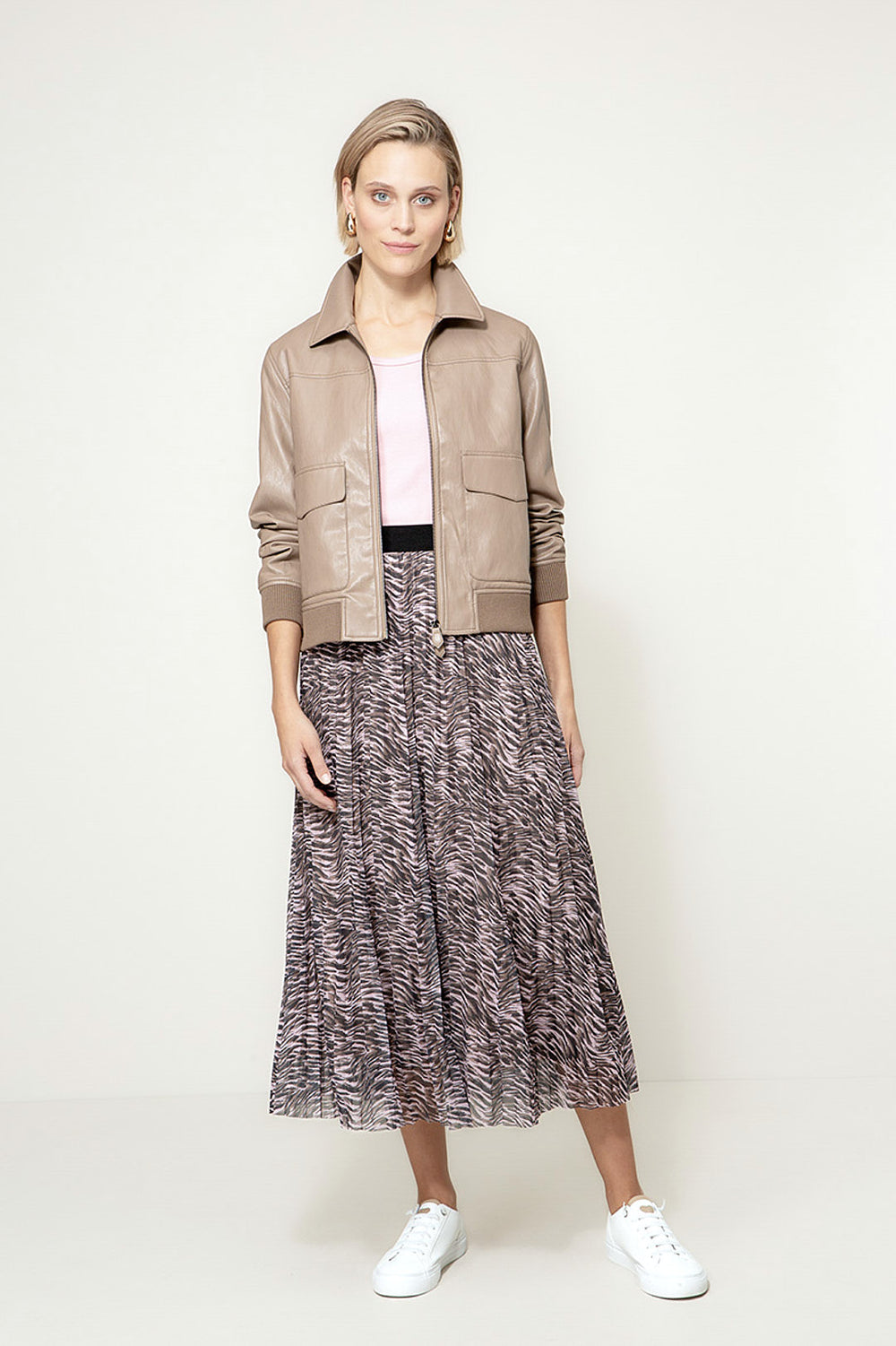 Jacke in veganem Leder | Taupe