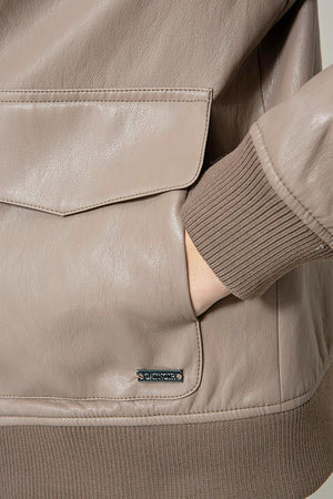 Jacke in veganem Leder | Taupe