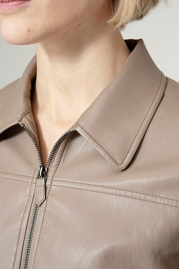 Jacke in veganem Leder | Taupe