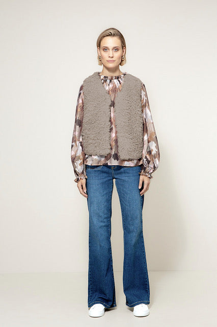 Weste in Fake Fur | Taupe