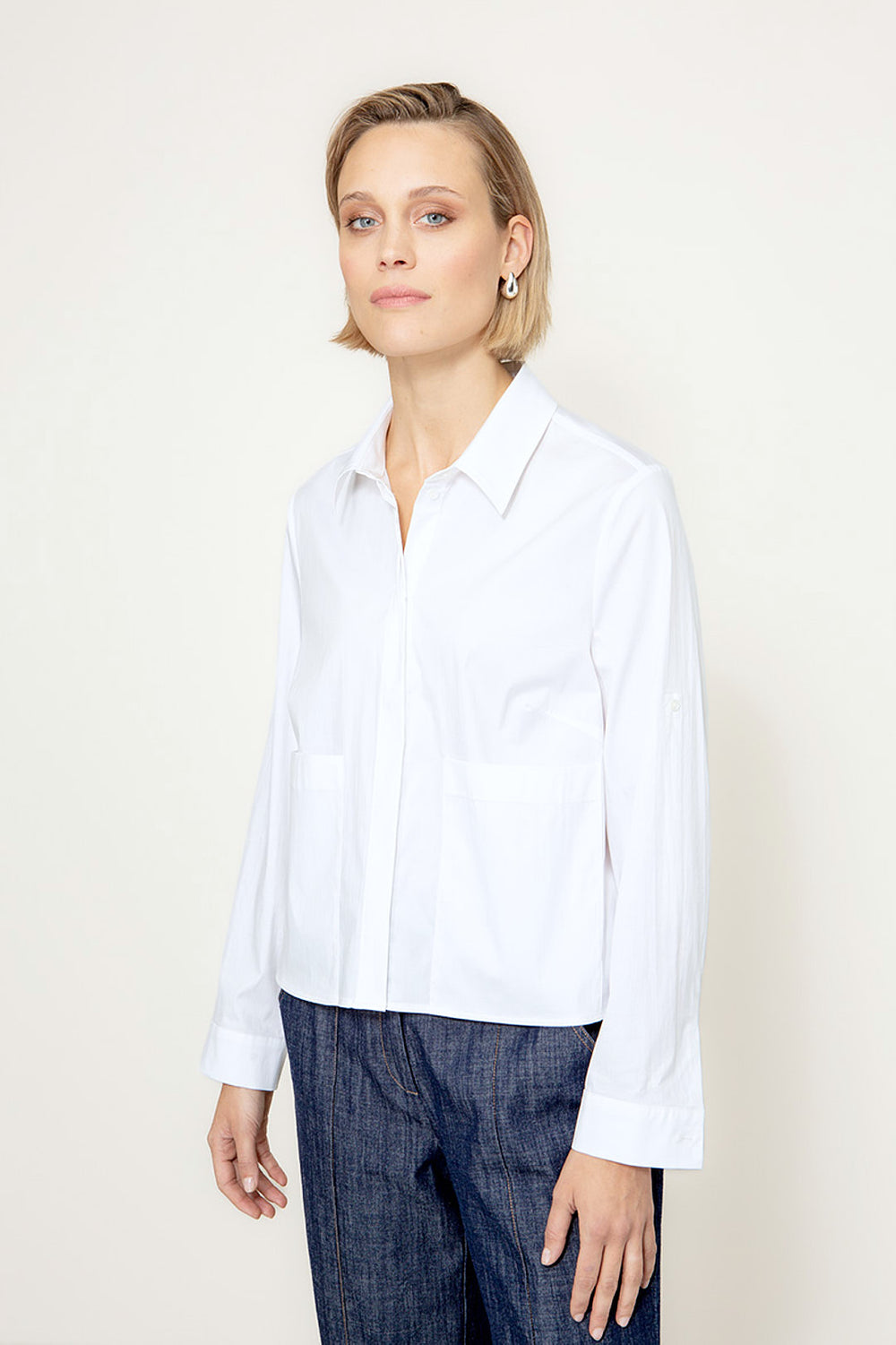 Bluse in Cotton Stretch | White