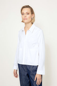 Bluse in Cotton Stretch | White