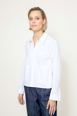 Bluse in Cotton Stretch | White