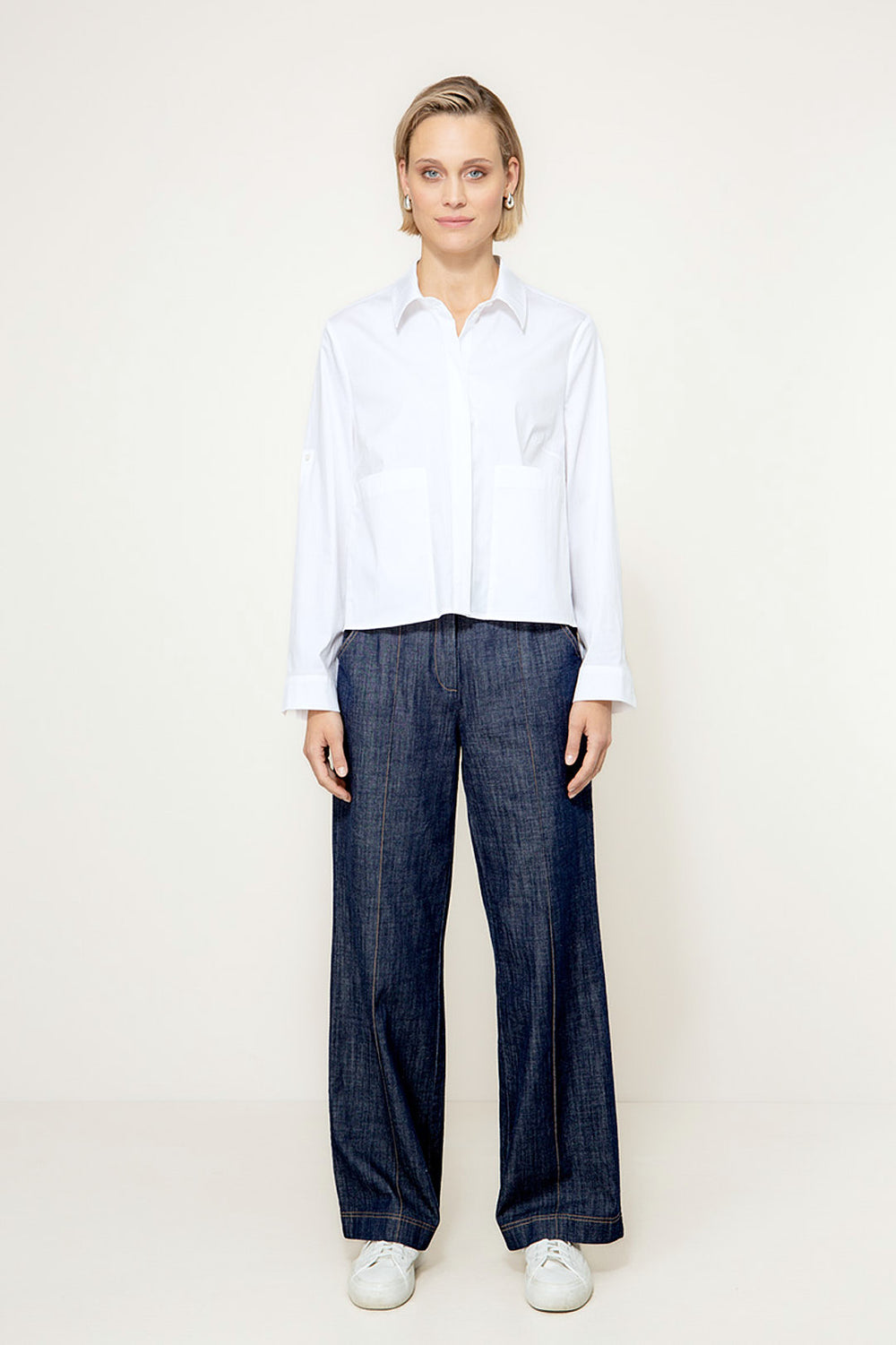 Bluse in Cotton Stretch | White