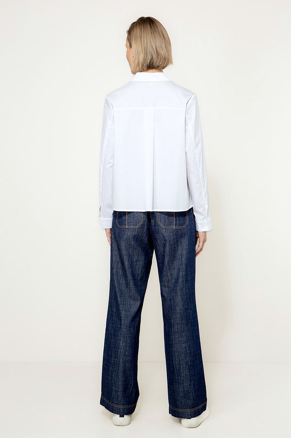 Bluse in Cotton Stretch | White