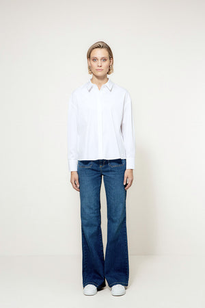 Bluse in Cotton Stretch | White