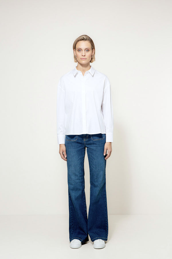 Bluse in Cotton Stretch | White