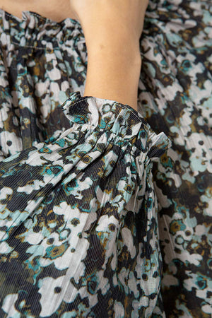 Bluse in Lyocell-Crepe mit Print | Teal Flowers