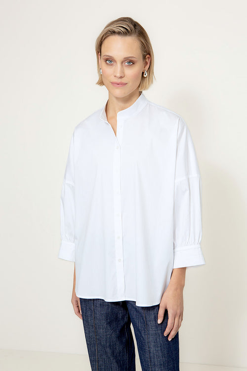 Bluse in Cotton Stretch | White