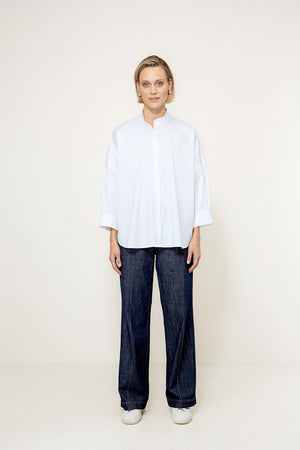 Bluse in Cotton Stretch | White