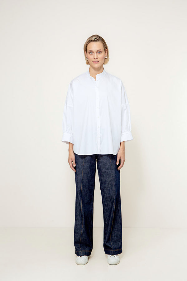 Bluse in Cotton Stretch | White