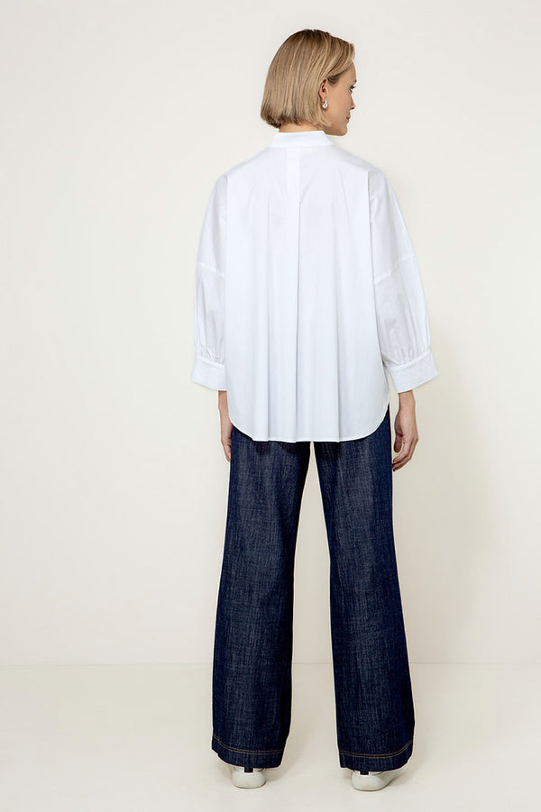 Bluse in Cotton Stretch | White