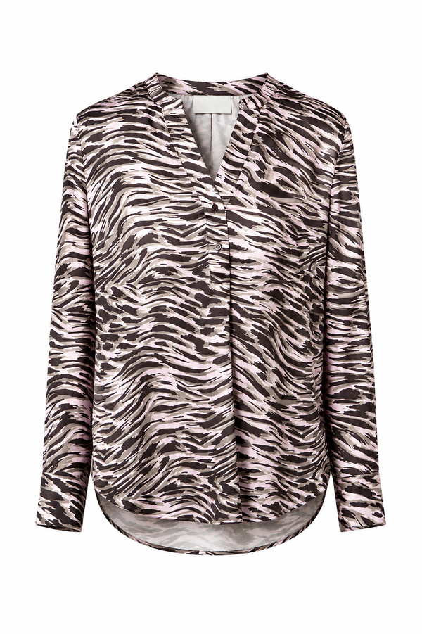 Blouse in viscose satin with print