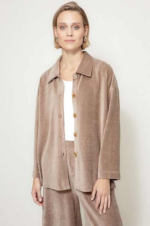 Overshirt in Jersey Wide Cord | Taupe