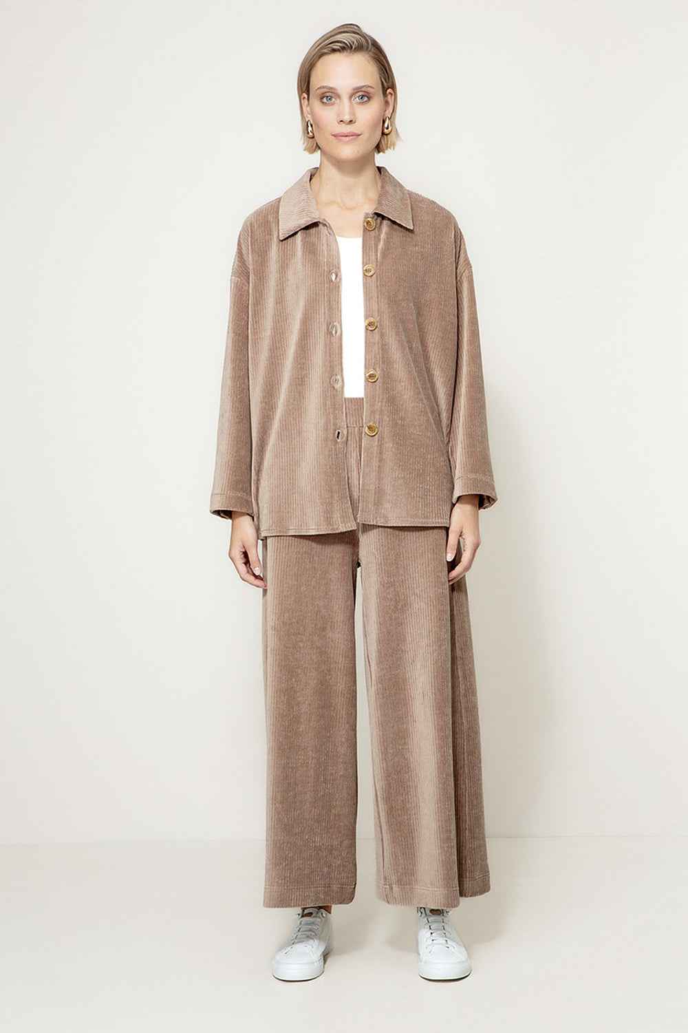Overshirt in Jersey Wide Cord | Taupe