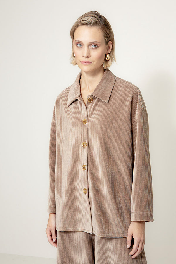 Overshirt in Jersey Wide Cord | Taupe