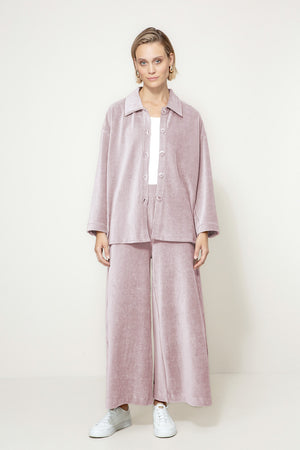 Overshirt in Jersey Wide Cord | Mauve