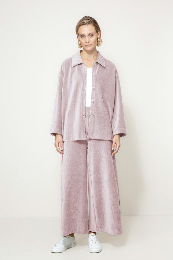 Overshirt in Jersey Wide Cord | Mauve